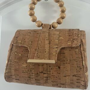 Chic Cork Clutch with Beaded Handle